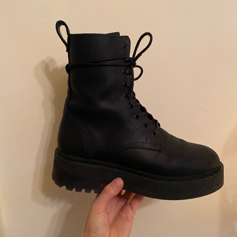 Thursday Boot Co. Black Leather Platform Combat Boots